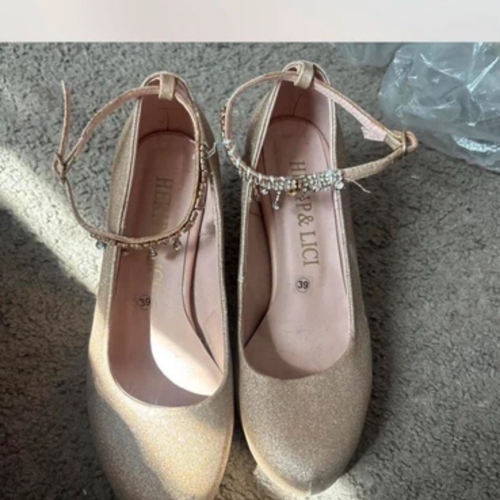 Sparkling Blush Ankle-Strap Heels with Rhinestone Fringe